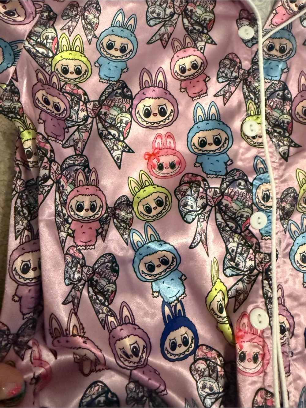 Tweenstyle Pink Satin Kids Pajama Set with Colorful Character Print